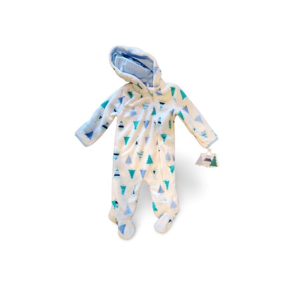 NWT Little Beginnings Tree Print Plush Bunting Pram 6-9M Unisex Hooded - Picture 3 of 15